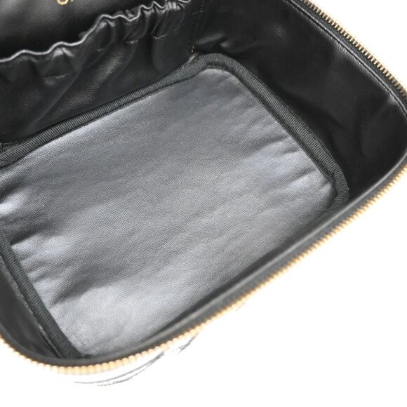 CHANEL CC Logo Bicolore Vanity Hand Bag Leather Black GHW Vintage 70KB285 - Picture 15 of 15